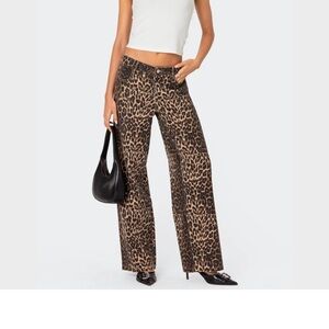 Edited leopard low rise jeans